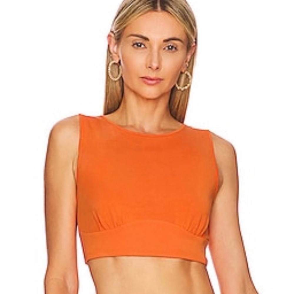 Camila Coelho Fellie Crop Top Sunset‎ Orange Sleeveless Small